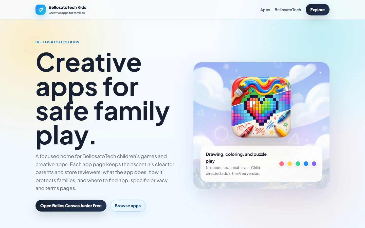 Preview of the BellosatoTech Kids website